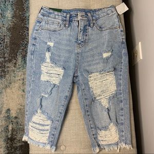High Rise Ripped Biker Jean Short